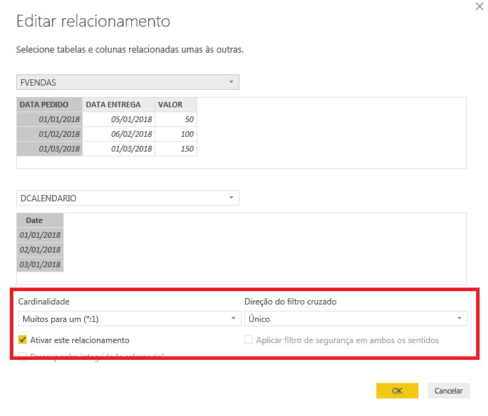 relacionar a fato com a calendário