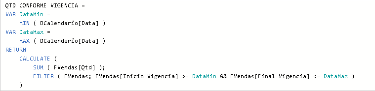 nova medida para o calculo do power BI