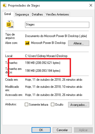 Ganho no tamanho do Power BI