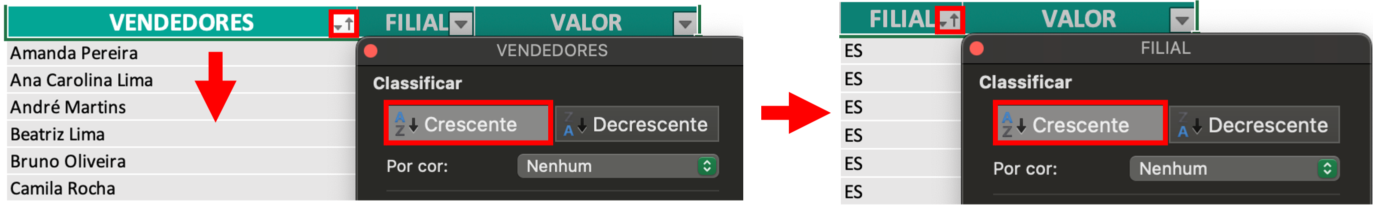 Aplicando filtro "crescente"